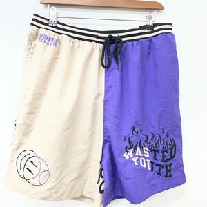 Rue 21 Above The Knee Volley Short XL Purple Wasted Youth **Flawed See Pics**
